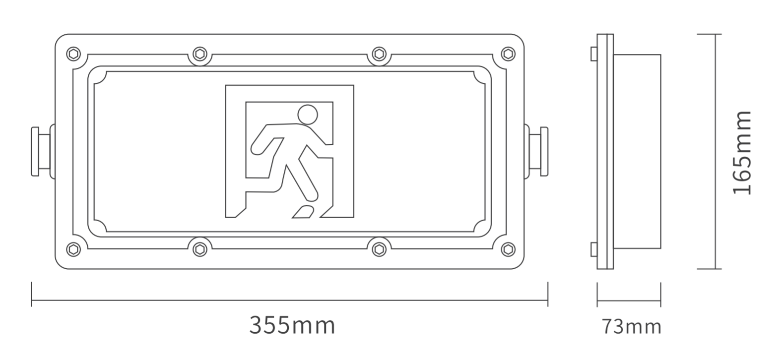 華天防爆型消防應急標志燈具尺寸